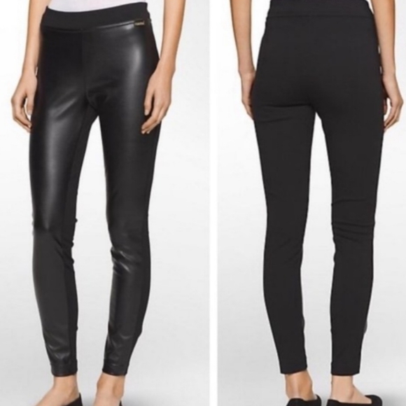 Calvin Klein Pants - Calvin Klein Power Stretch Madison Black Faux Leather Leggings, Size L